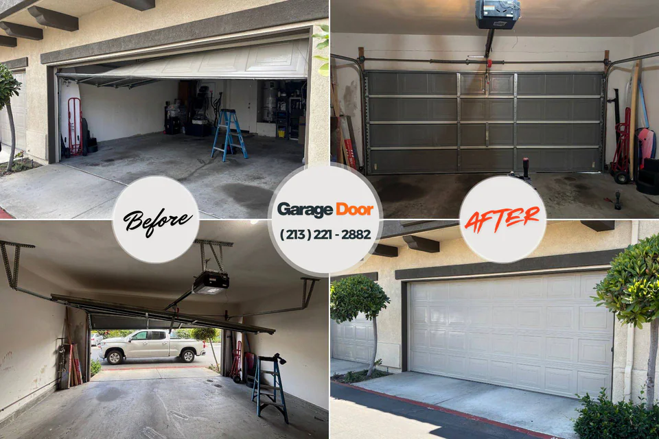Before and after: garage door repair Middlebury, IN